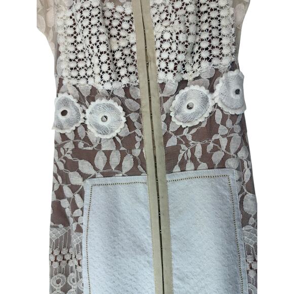 Beguile by Byron Lars White Giupure Lace Cocktail Carissima Sheath Dress Size 2 - Picture 5 of 14